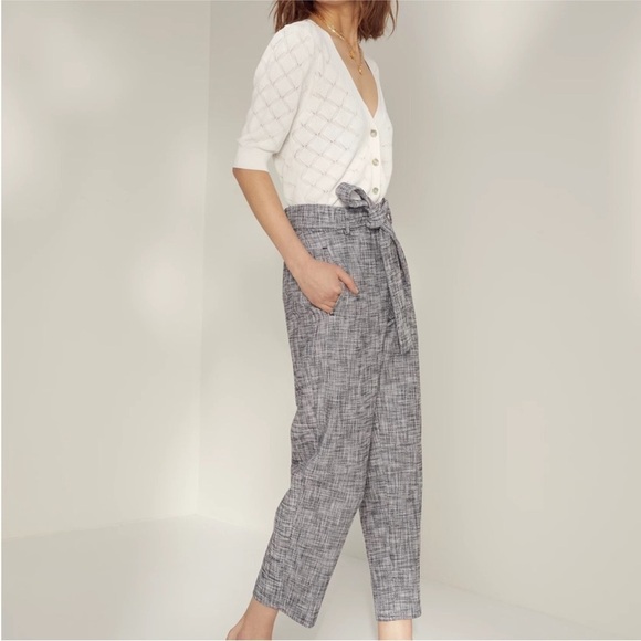 Aritzia Wilfred Tie front Jallade pant Heather pink trousers tweed sz 2 - Picture 4 of 11